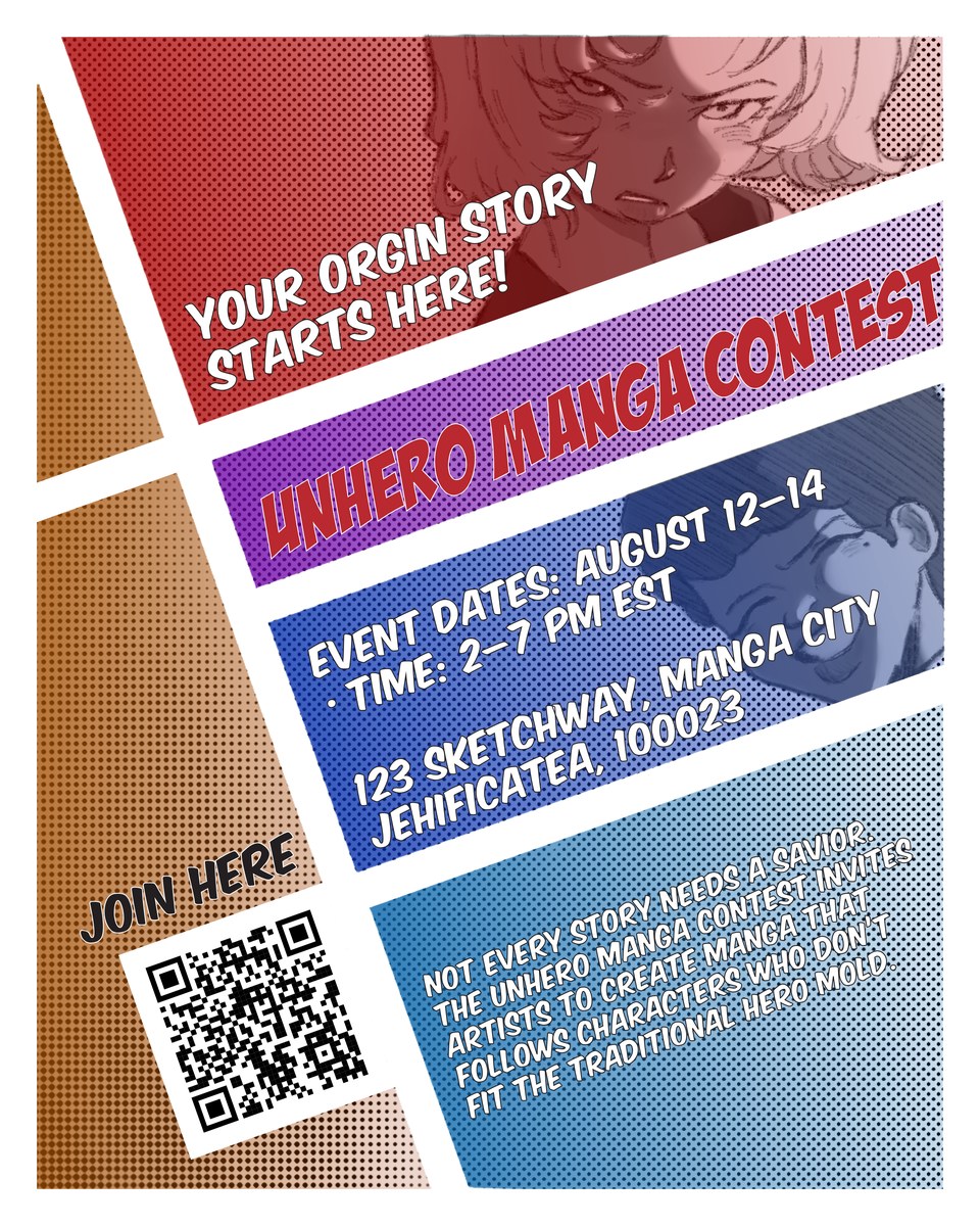Unhero Manga Contest flyer design preview