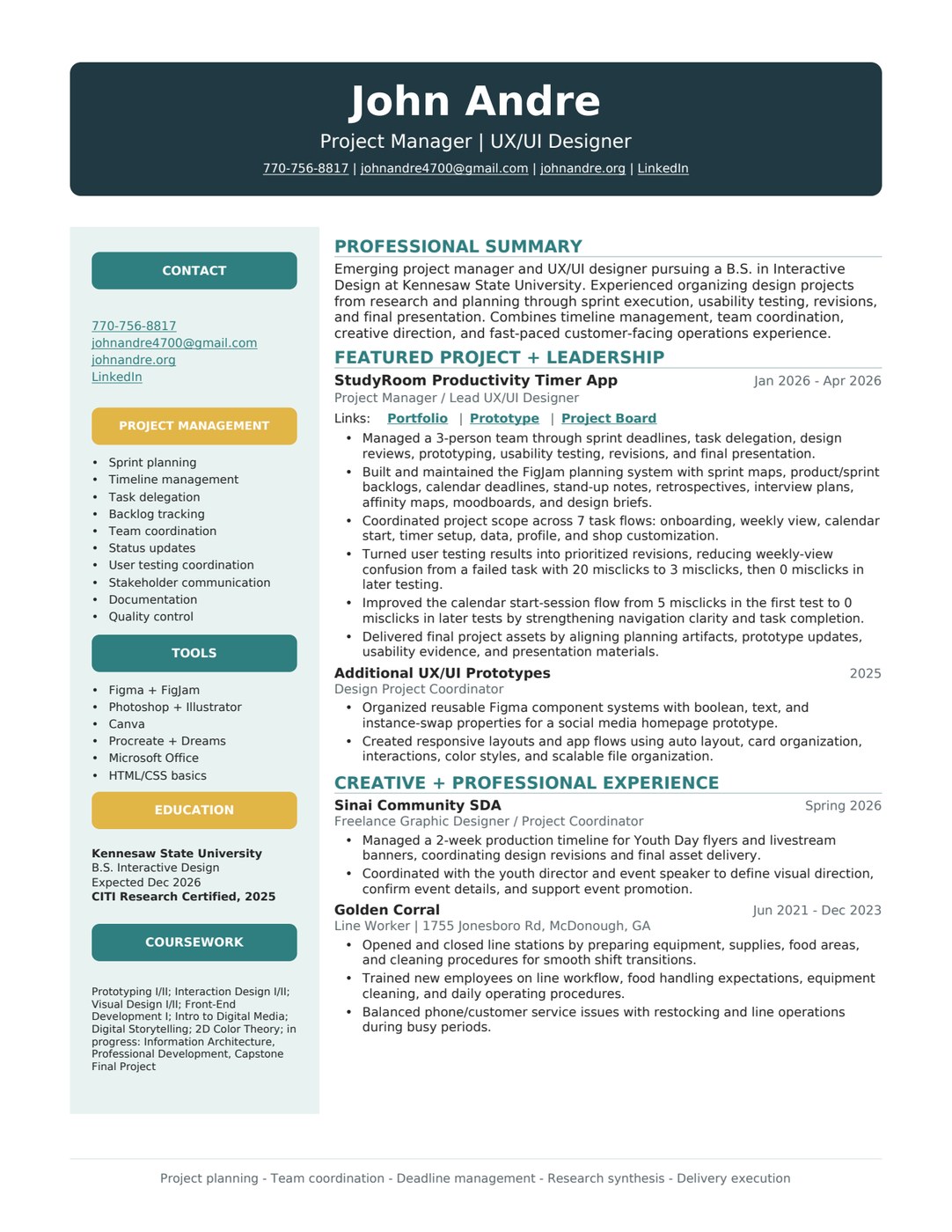 John Andre resume preview